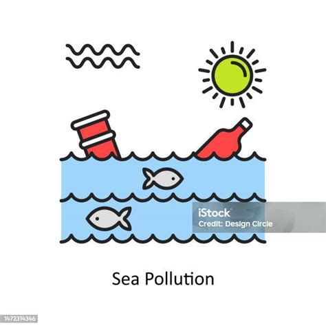 Meeresverschmutzung Vektor Gefüllt Umriss Symbol Design Illustration