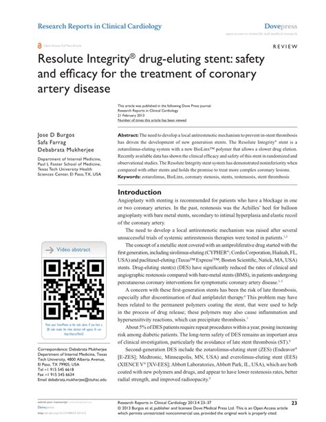 Pdf Resolute Integrity Drug Eluting Stent Safety And Efficacy For The