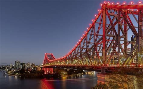 Download Wallpapers Brisbane Story Bridge Evening Sunset Brisbane