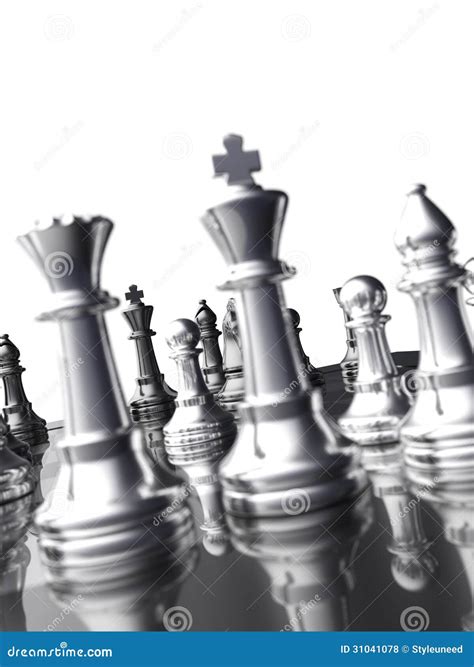 Silver Chess Pieces Stock Illustration Illustration Of Strategy 31041078