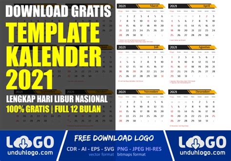 Template Kalender 2021 Download Vector Cdr Ai Png