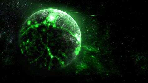 Download Wallpaper 1920x1080 Planet Green Glow Bright Space Full Hd