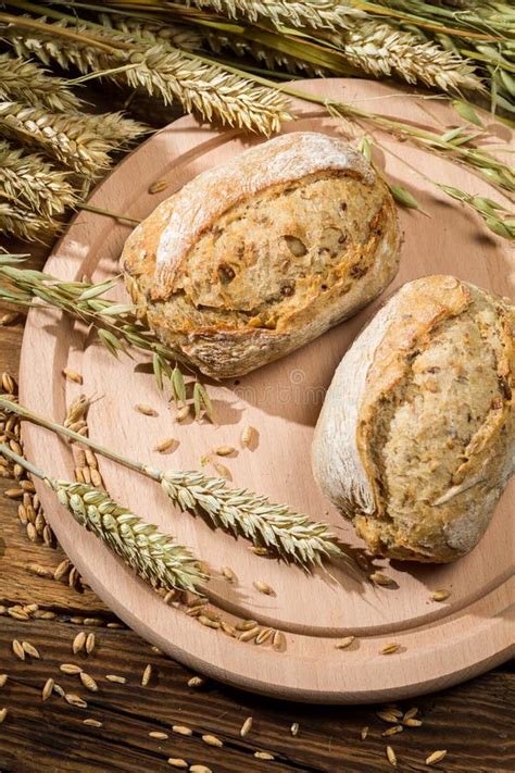 Two Healthy Buns Baked From Fresh Grain Stock Photo Image Of Healthy