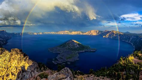 Crater Lake Rainbow Bing Wallpaper Download