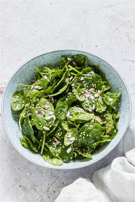 Nicely arrange remaining salad ingredients on top of spinach. Sesame Spinach Salad Recipe | Recipes From A Pantry