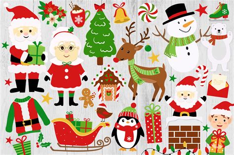 Christmas Clipart Holiday Clipart Set Cute Christmas Clip Art Santa