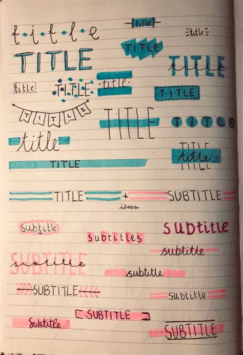 Title And Subtitle Ideas In 2021 Bullet Journal Lettering Ideas