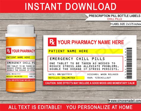 Chill Pill Label Printable Free Printable Word Searches