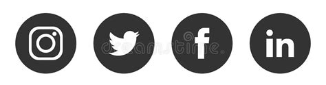 Popular Social Media Logos Icons Linkedin Set Element Vector Editorial