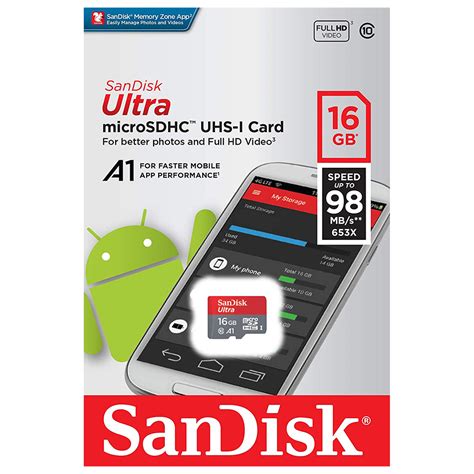 Sandisk Ultra 16gb Microsdhc A1 Class 10 Memory Card Adapter