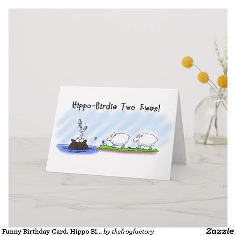 Funny Birthday Card Hippo Birdie Two Ewes Card Funny