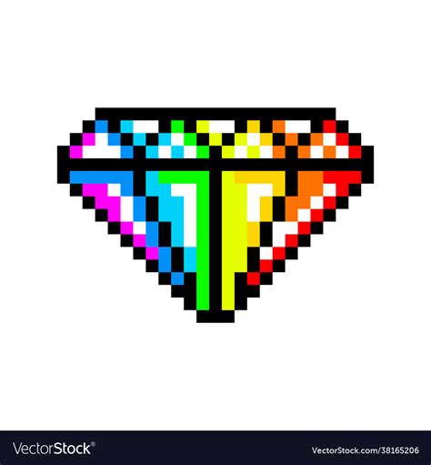 Pixel Rainbow Diamond Image For Game Assets Vector Image