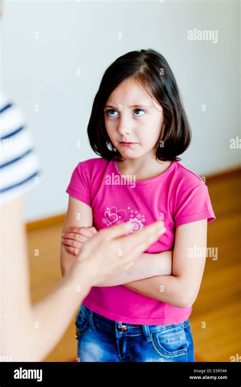Mother Scolding Her 7 Year Old Daughter Stock Photo Alamy