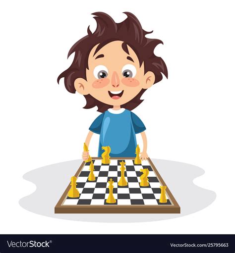 A Kid Playing Chess Royalty Free Vector Image Vectorstock