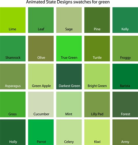 Color Swatches for Cyan, Yellow, Yellow-Green and Green | 견본, 색깔, 색