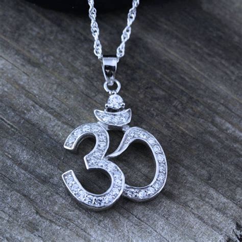 Cz Sterling Silver Om Necklace Cubic Zinrconia Ohm Necklace Etsy