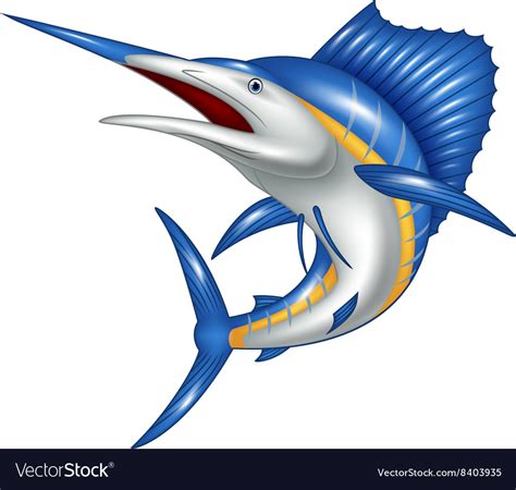 Blue Marlin Fish Cartoon Royalty Free Vector Image