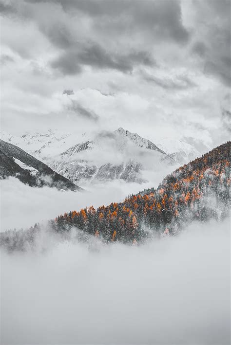 Snow Capped Mountain Under Cloudy Sky Hd Phone Wallpaper Peakpx