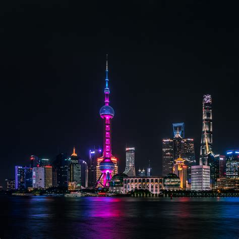 Shanghai City Wallpaper 4k Skyline Night Time Cityscape