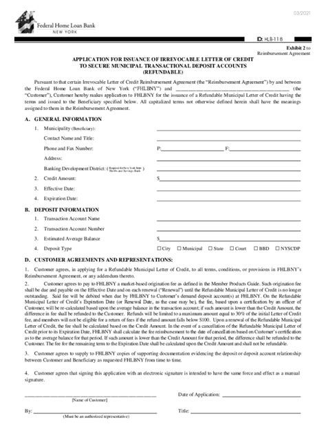 Fillable Online Agreement For Irrevocable Standby Letters Of Credit