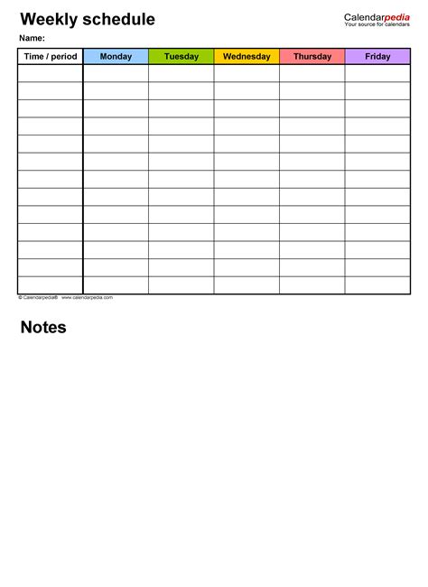 Free Weekly Schedules For Excel 18 Templates