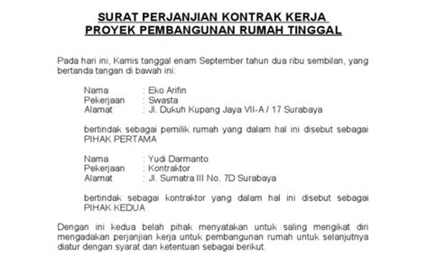 4 Contoh Surat Kontrak Kerja Proyek Yang Baik Dan Benar 2023