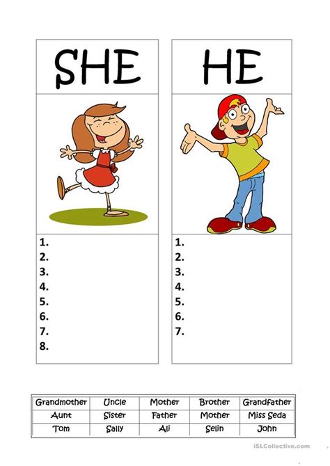 We have a new selection of printable worksheets for toddlers to kindergarten. HE or SHE worksheet - Free ESL printable worksheets made ...
