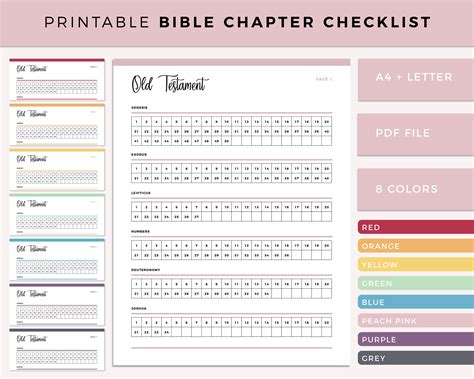 Bible Chapter Checklist Printable Bible Journaling Bible Etsy