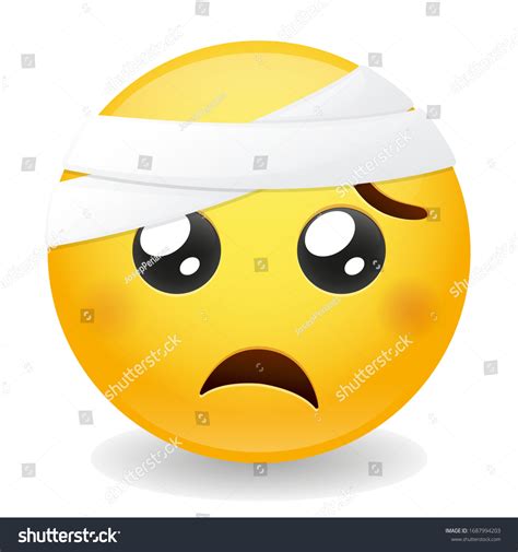 Emoji Bandaged Head Face Emoticon Injured Stock Vektor Royaltyfri