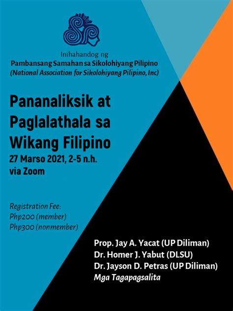 Webinar Pananaliksik At Paglalathala Sa Wikang Filipino Pssp