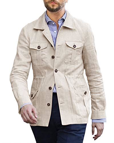 Buy Makkrom Mens Linen Lightweight Safari Jacket Long Sleeve Regular