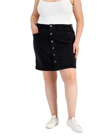 Style And Co Plus Size Button Front Denim Skirt Created For Macys Macys