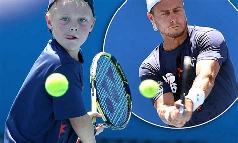 Lleyton Hewitt S Son Cruz Puts On His Best Game Face At Australian Open Daily Mail Online