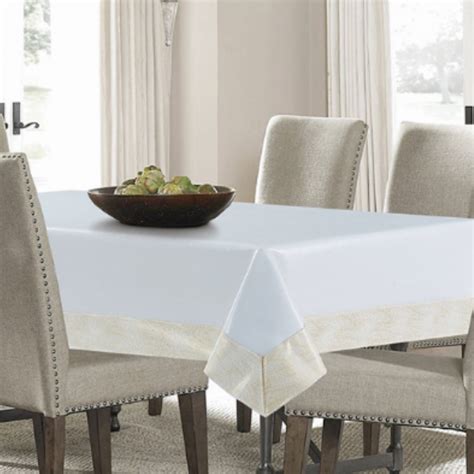 Monaco White And Gold Faux Leather Tablecloth Discount Luxury Tablecloths