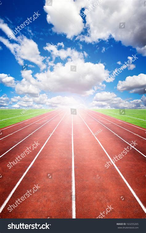 Starting Line Track Running Lanes Sports Stock Photo 163255265