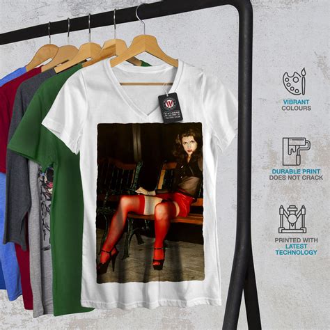 Wellcoda Public Erotic Girl Womens V Neck T Shirt Gamer Graphic Design Tee Ebay