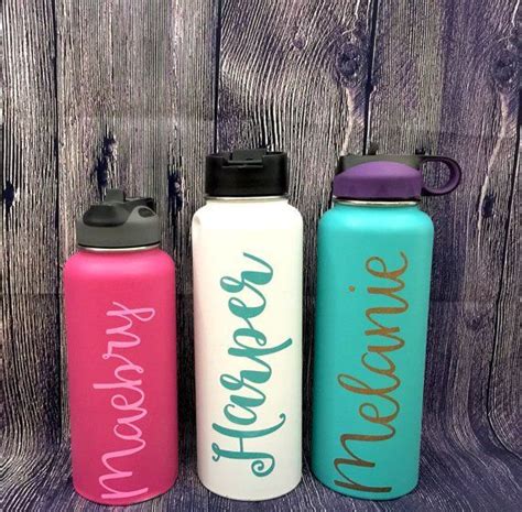 Custom Name Glitter Hydro Flask Decal Travel Monogram Water Bottle