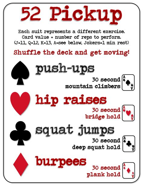 Check spelling or type a new query. Aisle Hi-Five: At-Home Workout: 52 Pickup! | Card workout, Workout games, At home workouts