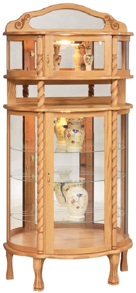 Deluxe Rope Twist Curio Cabinet Solid Wood