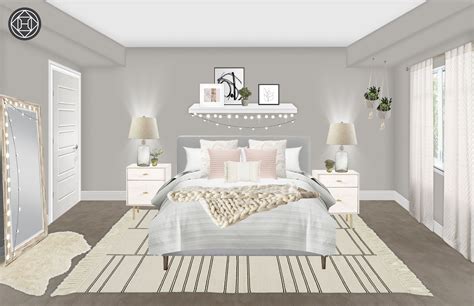 Contemporary Glam Preppy Bedroom Design By Havenly Interior Designer