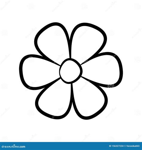 Flower Outline Icon Blossom Vector Illustration Isolated On White