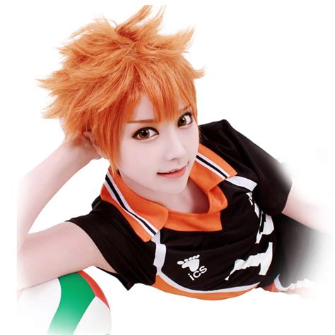 Hsiu Anime Haikyuu Shoyo Hinata Cosplay Wig Short Orange Costume Play