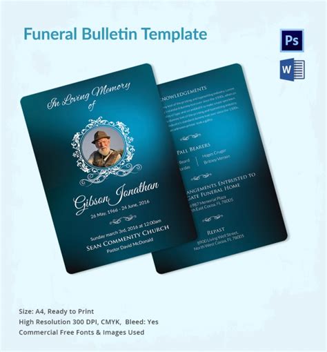 Funeral Bulletin Template 5 Word Psd Format Download