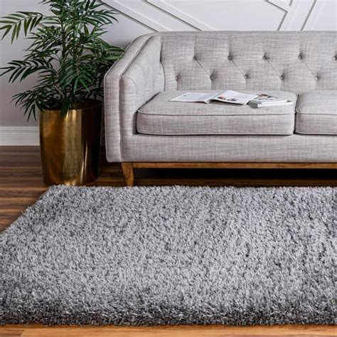 Infinity Collection Solid Shag Area Rug By ‚Äì Smoke 5 X 8