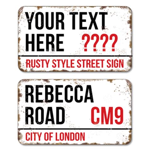 Jaf Graphics Rusty Style Personalised London Street Sign