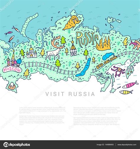 Geïllustreerde kaart van Rusland vectorafbeelding door Favetelinguis Vectorstock