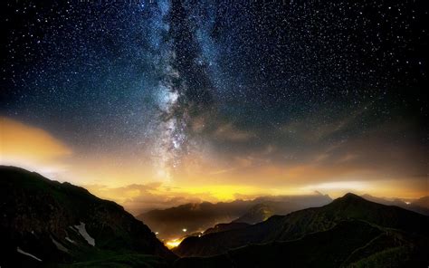 Nature Valley Landscape Mountains Abyss Space Long Exposure