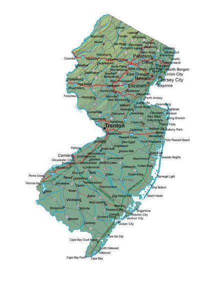New Jersey Terrain Map In Fit Together Style With Terrain Nj Usa 852095