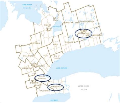 Map Of Ontario Single And Upper Tier Municipalities With Focused