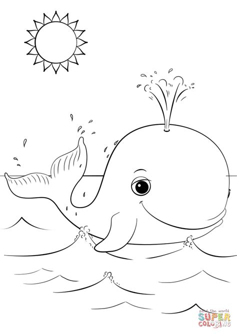 Read more information about the blue whale ». Cute Cartoon Whale coloring page | Free Printable Coloring ...